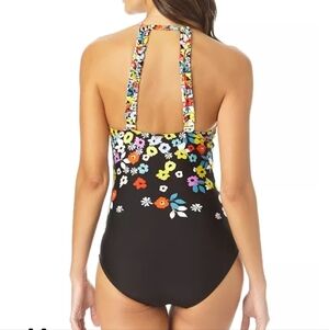 Anne Cole Multicolor Floral Swimsuit High Neck Ditsy Size 1